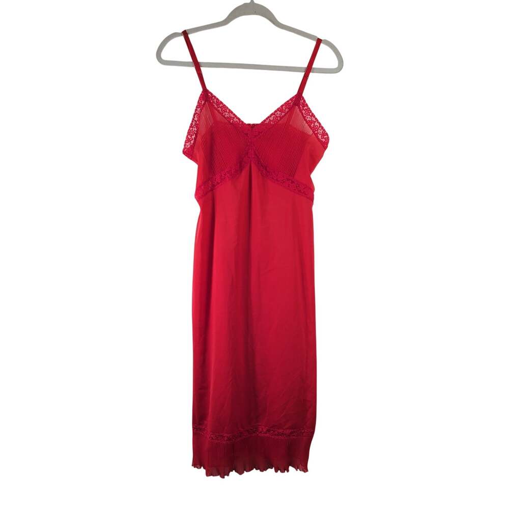 Vintage 70s Vanity Fair Red Slip Dress, Size Medium